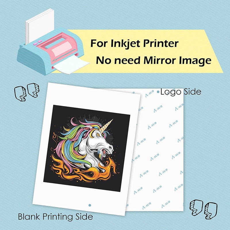 A-SUB Inkjet Printable Iron On Heat Transfer Paper for Dark Fabrics,10 Sheets 8.5x11 Inch, Make Custom T Shirts,Totes,Bags - Image 5